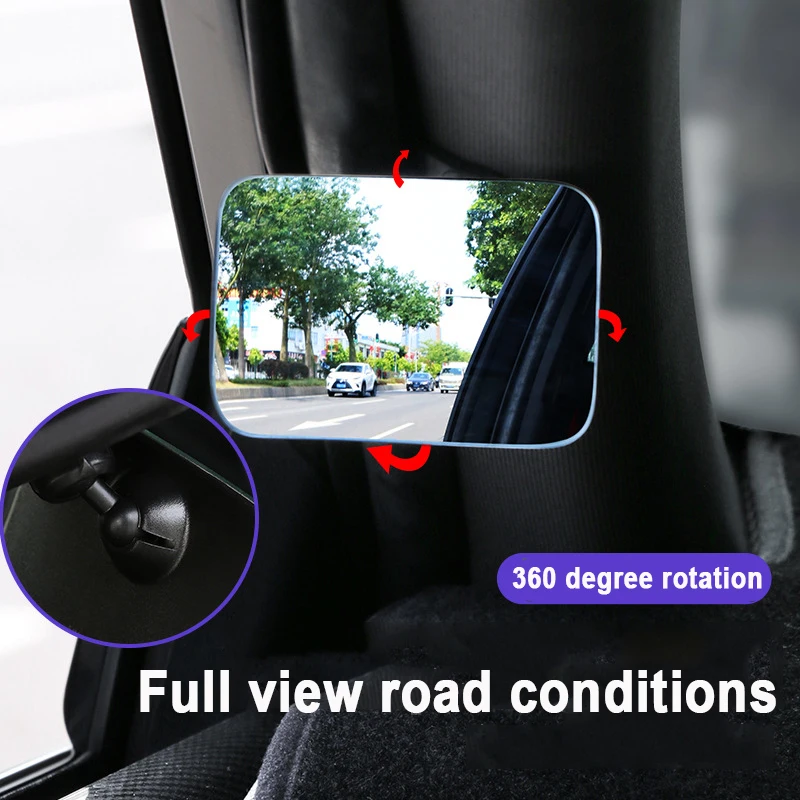 Espejo auxiliar de punto ciego para coche, retrovisor Interior ajustable de 360 grados, HD, sin montura, convexo, gran angular de estacionamiento