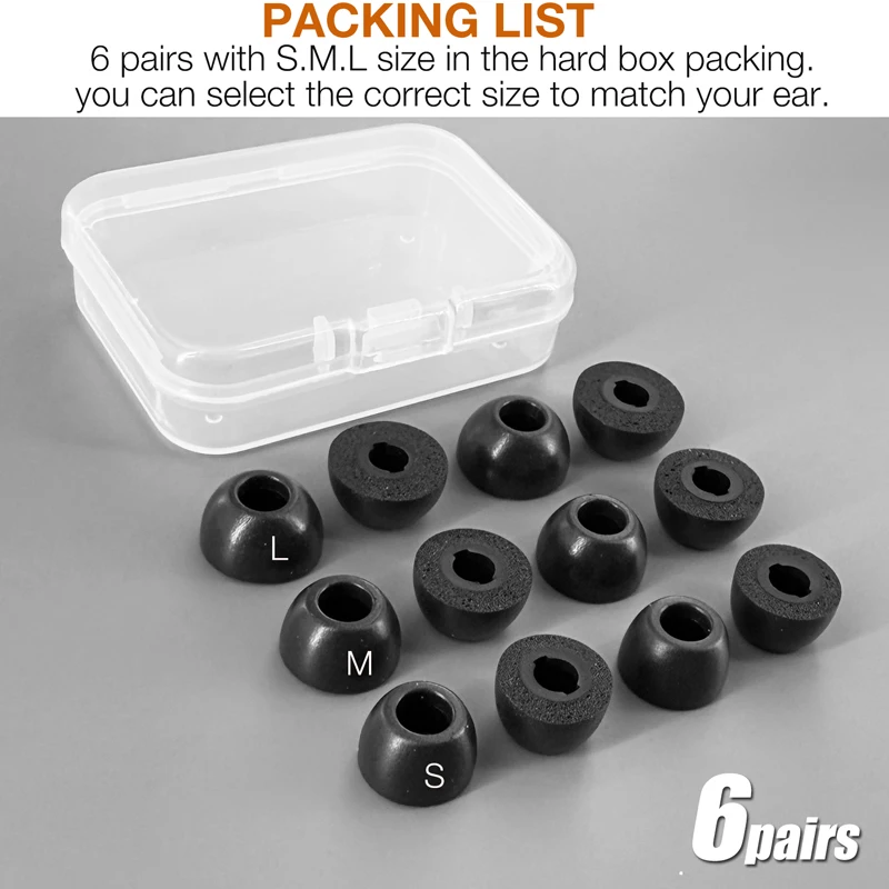 Replacement Memory Foam Eartips for Technics EAH-AZ100 Wireless Earbuds, Black Foam Ear Tips
