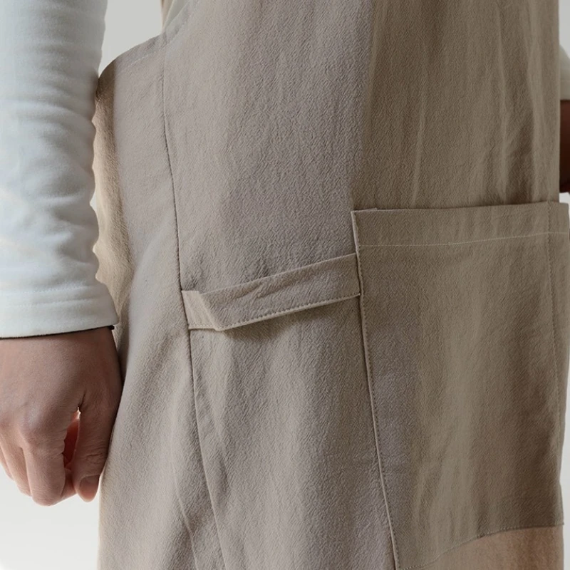 일본 면화 앞치마 남성용 야외 정원 앞치마 가정용 주방 여성용 Pinafore 원예 유니폼 그림 작업복 Y0524