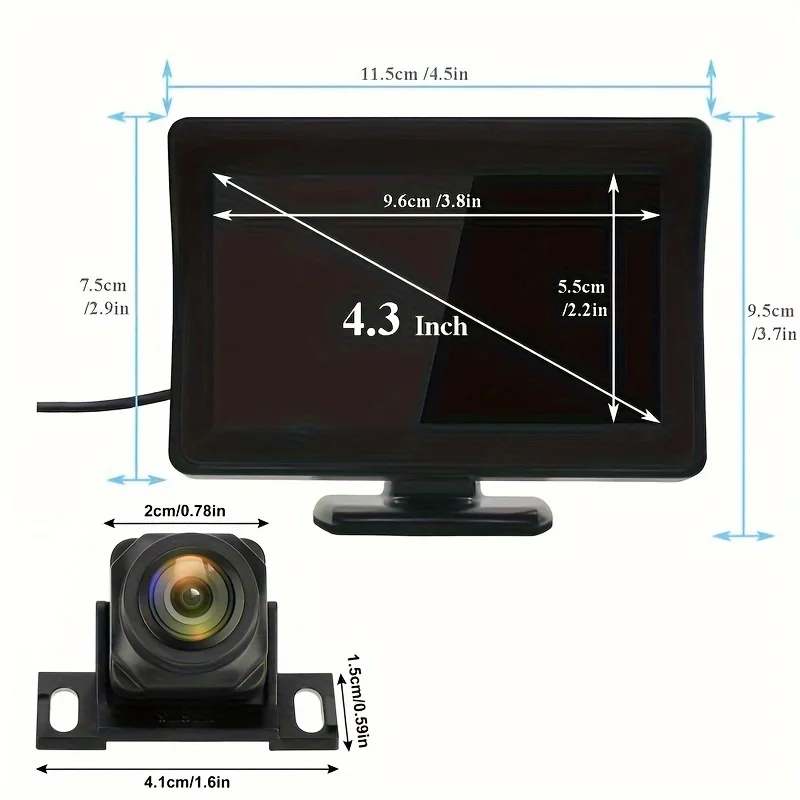 무선 4.3 인치 백미러 모니터 및 차량 백업 카메라 키트, 나이트 비전 카메라, 픽업, SUV, 밴용