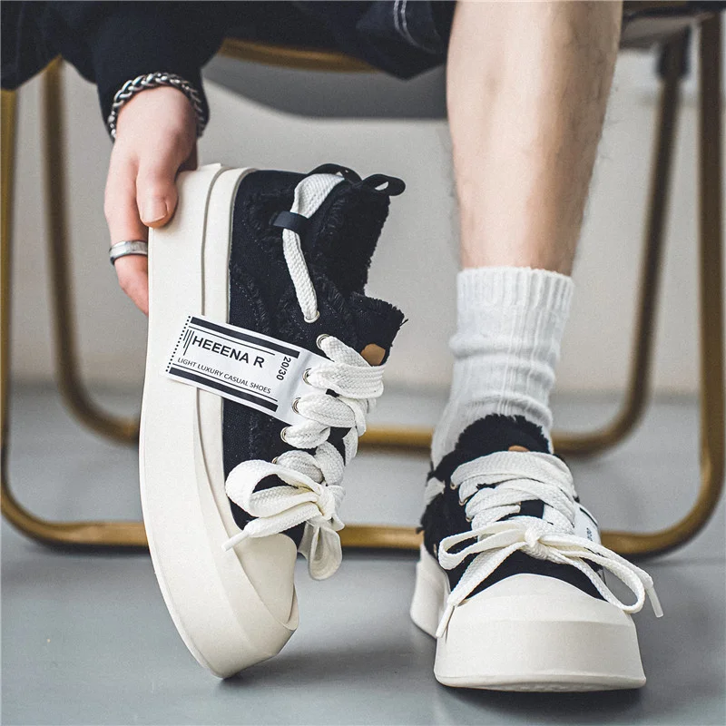 

Trend Vulcanized Sneakers Men Punk Shoes For Men New Casual Sport Walking Shoes Male Punk Canvas Sneakers Men Street Style Shoes