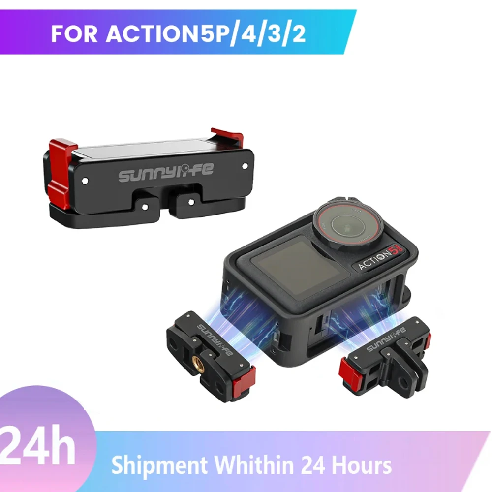 Adattatore Magnetico A Sgancio Rapido Pieghevole Per DJI Osmo Action 5 Pro/4/3/2 - Supporto Con Vite 1/4 E Fibbia In Metallo