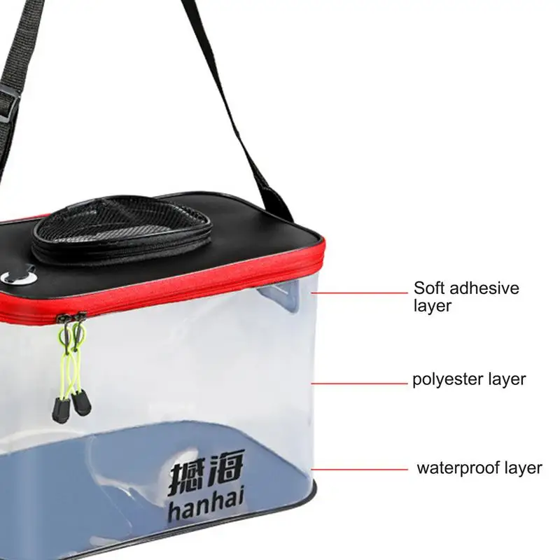 20L Transparent Fishing Bucket Foldable EVA Fish Bucket Live Fishing Bait Storage Bag With Breathable Hoel Camping Water Bag