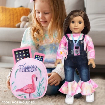 16-18Inch Doll Clothes Jeans jumpsuit for American Girl Doll Camera Phone Accessories Fashion New Baby Born Suit Doll Girl Gift 2