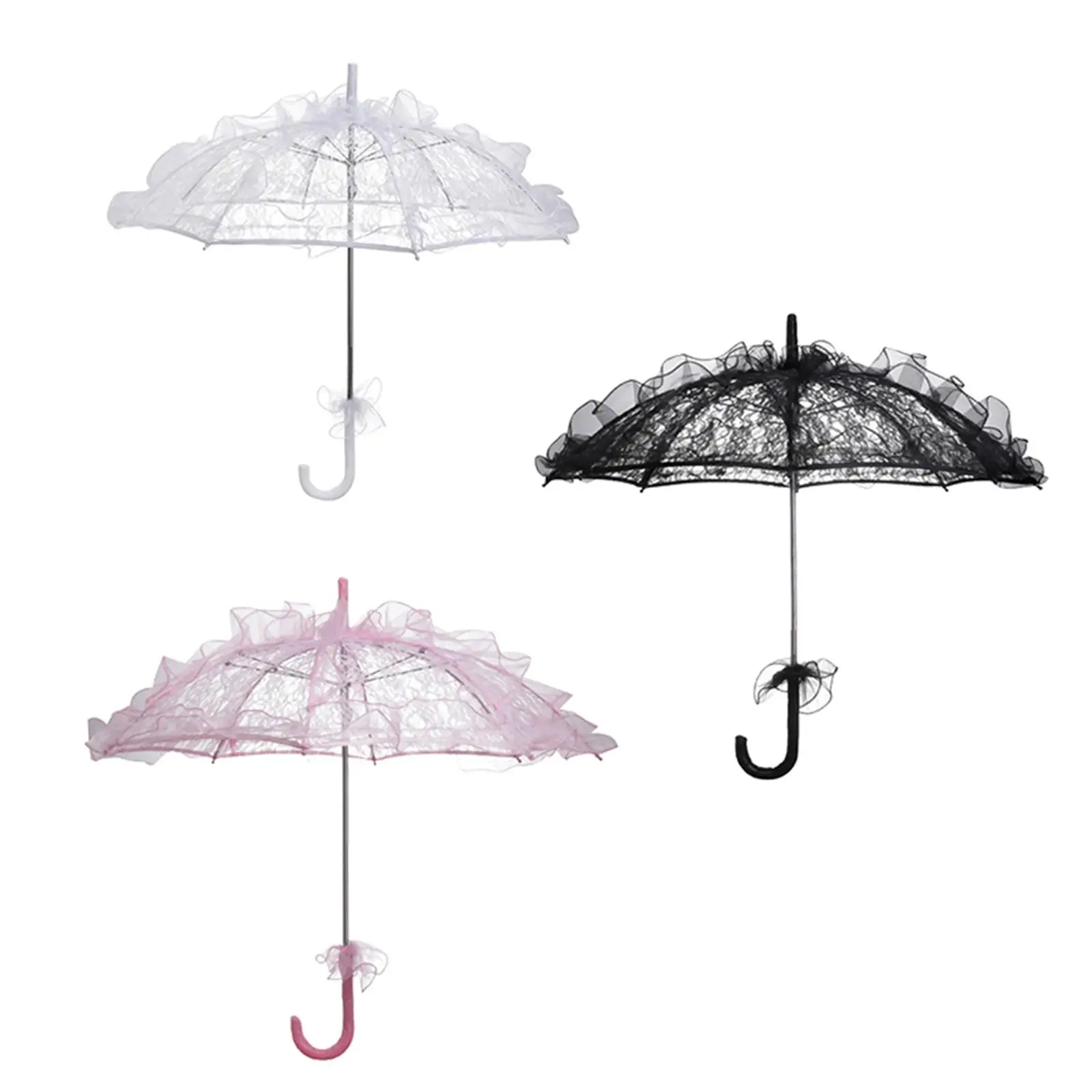Handmade Lace Umbrella Romantic Vintage Wedding Flower Bridal Parasol Costume Women Dancing Photography Stage Performance