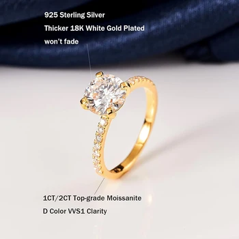 1-2 CT Moissanite Engagement Ring D Color Laboratory Diamond Rings Jewelry 18K Gold Plated S925 Silver GRA Certificate 3