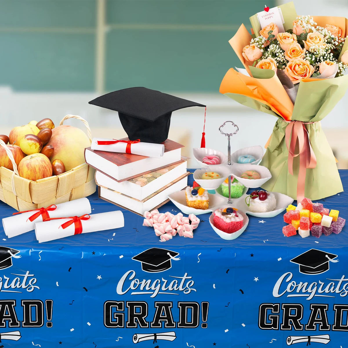 220x130cm Graduation Party Decorations Disposable Tablecloth 2025 Graduation Decors Congrats Grad Party Table Cover Supplies 4