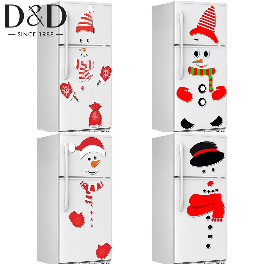 

1pcs Cartoon Magnet Fridge Stickers DIY Christmas Snowman Face Kitchen Fridge Cute Wall Stickers Christmas Ornaments Decoration
