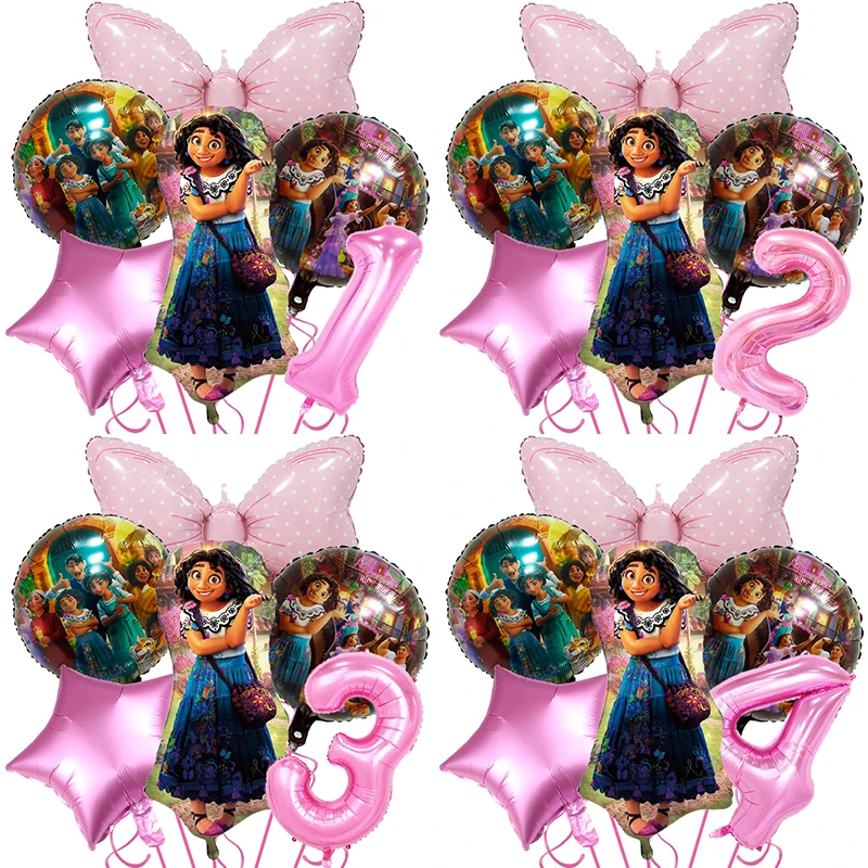 Encanto Foil Balloons Kit Happy Birthday Party Lsables Cute Bow Lots Baby Shower Mirabel Balloon Party Accessories