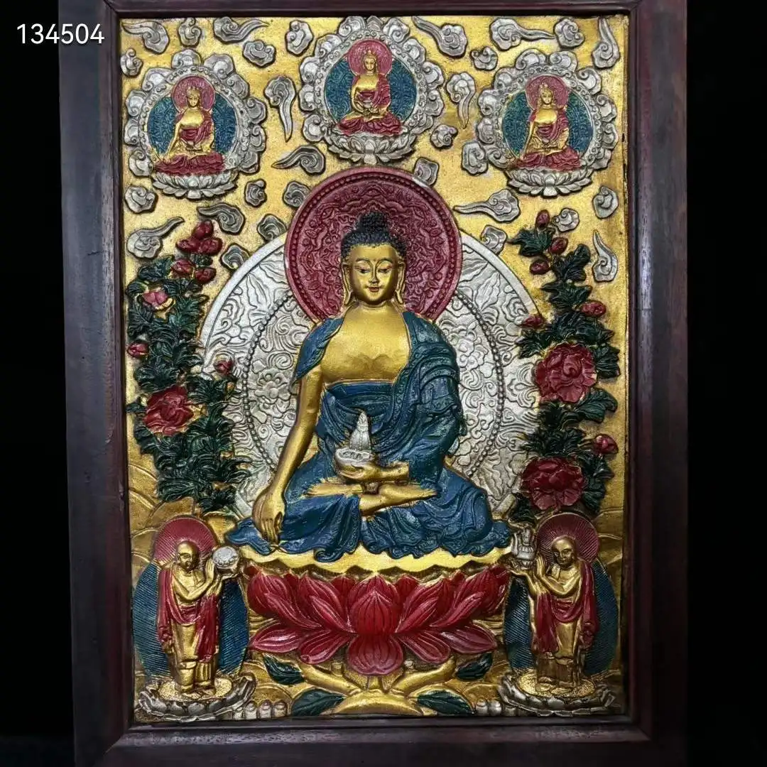 

Unique Traditional Chinese Tibetan Culture Portrait Painting Thang-ga Thangka Tonka, with Wooden Frame, 57*43cm
