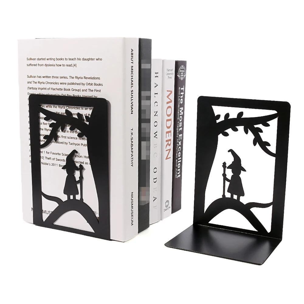 4Pcs Color Elf Baby Book Ends for Shelves Duty Bookend Heavy Book Iron Stand Shelf Book rack Stand Iron Home Desk Stationery 2