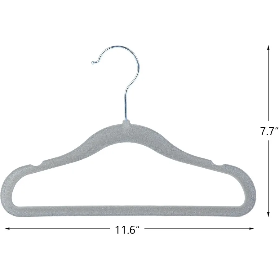NonSlip Velvet Clothes Hangers for Baby and Clothing Storage Solution with 10 Finger Clips 30Pack Gray Hangers for Organizing T