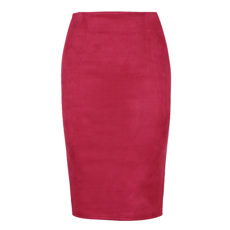 

High Street 2019 Women Suede Multi Color Pencil Midi Skirt Female Spring Summer Basic Tube Bodycon Skirts Saia