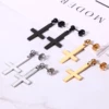 BONISKISS Men Women Stainless Steel Inverted Upside Down Cross Earring Church of Satan Temple Occult Satanic Witchy Stud Jewelry 3