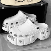 Men's Sandals with Metal Rivets and Hollowed-out Designs Thick-soled Soft and Anti-slip Trendy Flip-flops for Both Men and Women - Image 2