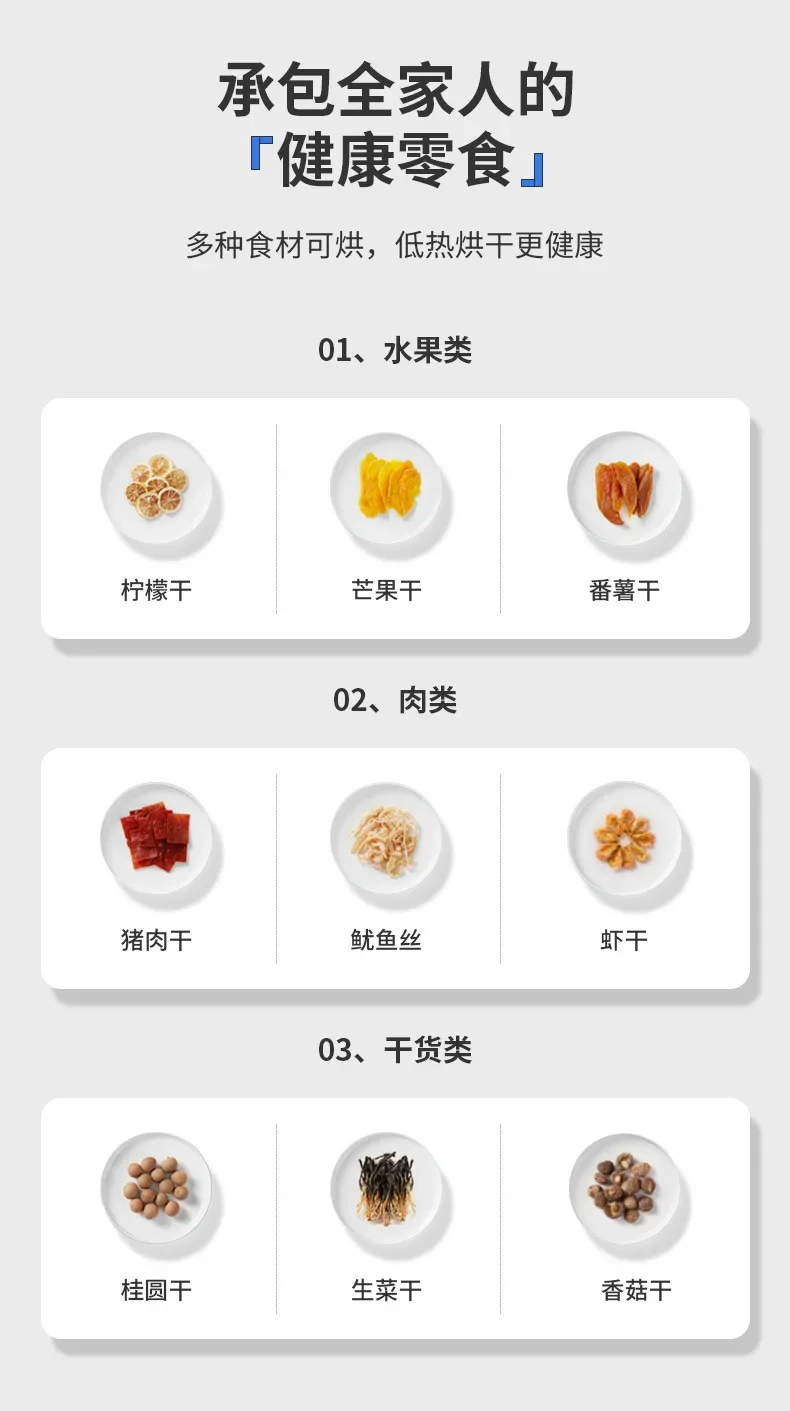 Description Picture 6 of item220V Fruit Dehydrator Drying Chassis Food Household Large and Small Food Pet Snacks Jerky Fruit and Vegetable Dehydrator