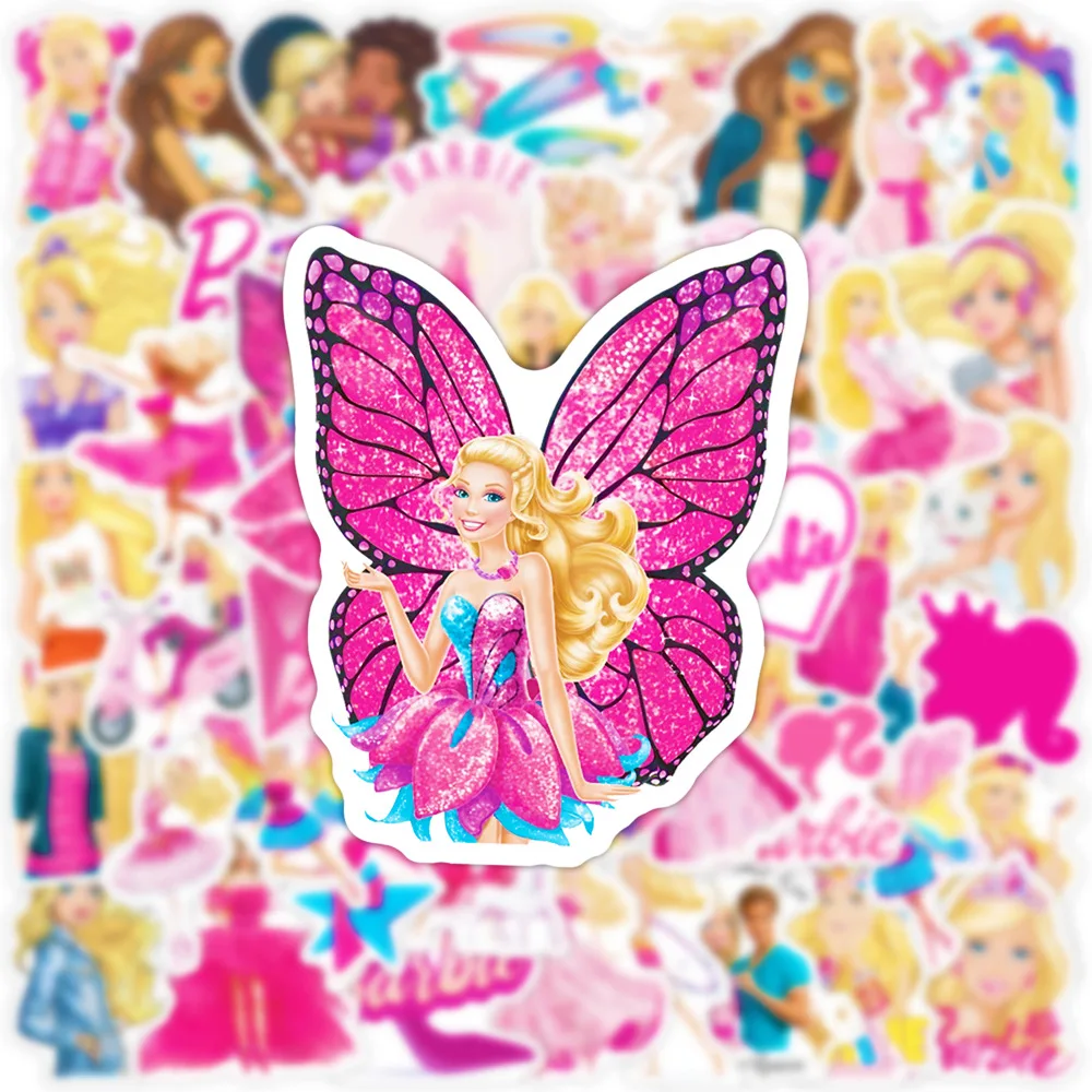 50 Stück neue Cartoon Anime Barbie Prinzessin DIY Notebook Handy Dekoration wasserdichten Aufkleber