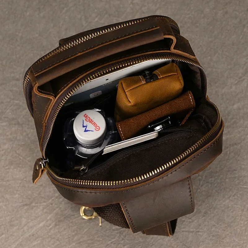 Genuine Leather Crossbody Chest Bag for Men