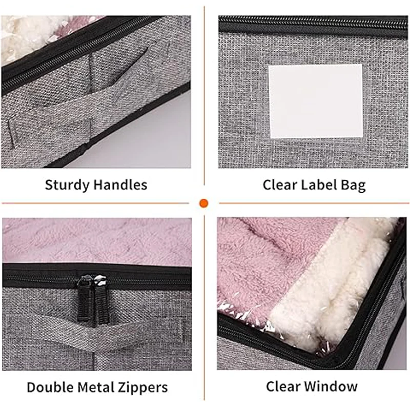 Under Bed Storage Containers,Underbed Storage 4.5 Inches Low Profile with Sturdy Sidewalls/Bottom for Clothes, Blanket, Pillows 5
