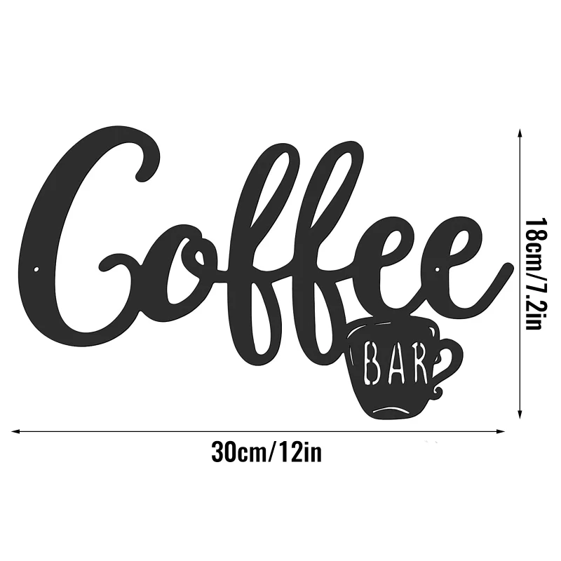 Metal Coffee Sign Tea Cup Bar Sign Hanging Wall Art Decor Coffee Word Letter for Cafe Farmhouse Kitchen Wall Decor