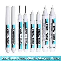 6pc White Acrylic Marker Paint Pen，0.7mm 1.0mm 2.5mm Nib， Maker Pen for Wool Canva Tire Glass Rock Metal, Art Supplies 1