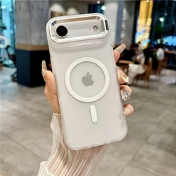 Enhanced Metal Magnetic Phone Case with Lens Stand and Shockproof Cover - iPhone 12 Mini (Clear)
