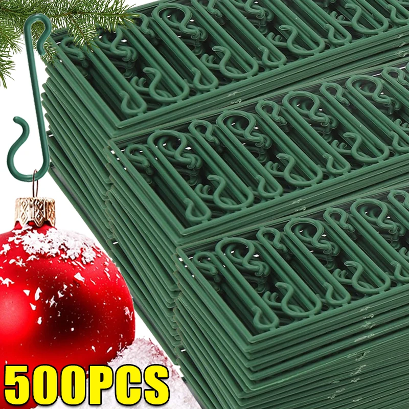 Christmas Decorations 500/50Pcs Ornament Hanging Hooks Xmas Tree Pendant Bauble Ball S-Shaped