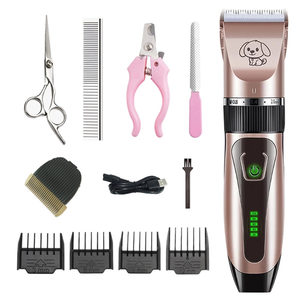 

Dogs Clipper Grooming Clipper Kit USB Professional Rechargeable Low-Noise Clipper For Dog Pets Hair Trimmer Display Battery
