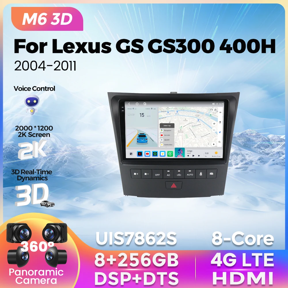 

NEW 2K M6 Pro Plus 3D Car Radio For Lexus GS GS300 350 400H 2004-2011 Multimedia Player GPS Navigation For Carplay Android Auto