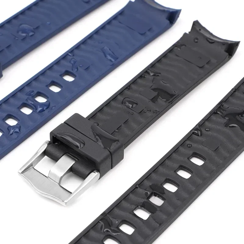 Premium Silicone Rubber Diving Watch Band with Curved End - Universal Strap