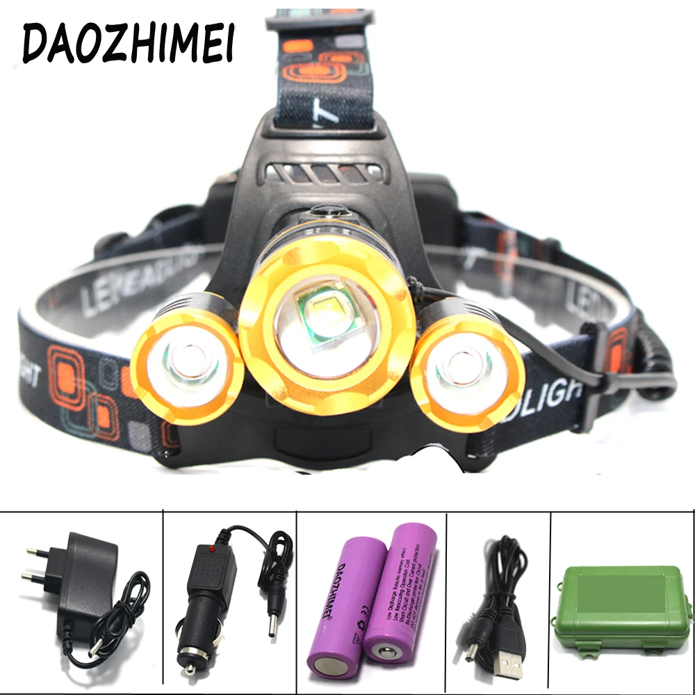 

8000LM LED 3*T6 Zoom Waterproof Headlamp Headlight Zoomable Head Lamp lighting Light Flashlight Torch +18650 battery+Charger