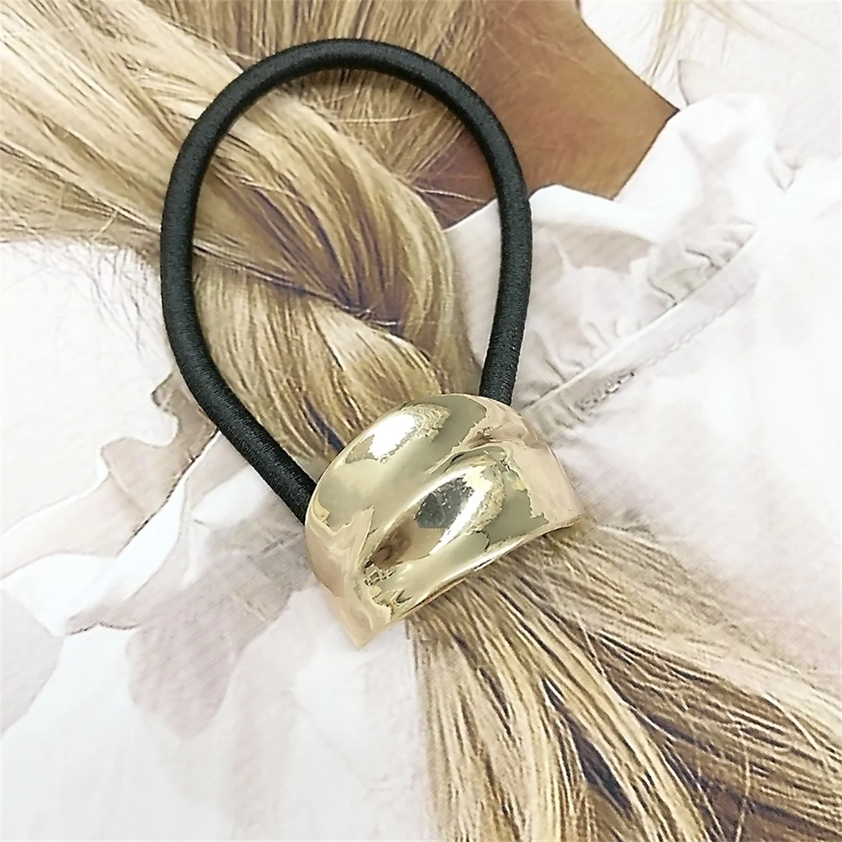 Metal geometric ponytail hair tie, simple and versatile small rubber band hair tie 5