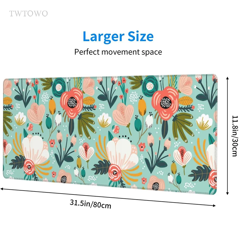 Mouse Pad Gamer Verde Floral xl Casa hd Computador Grande Mousepad Xxl Tapetes de Mesa Macio Não-deslizamento Tapete... - Imagem 6