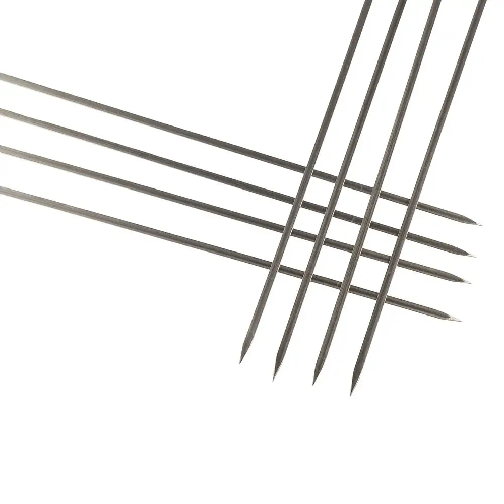 10pcs/set Wooden Handle Flat Barbecue Skewers Anti-scald Anti-slip Stainless Steel Barbecue Stick 35cm Reusable