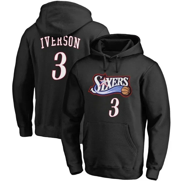 

2023 Man New American Basketball Jerseys Clothes Allen Iverson #3 Embiid European Size Hoodies Loose Cotton Shorts Sweatshirt