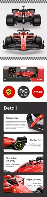 RASTAR Ferrari F1-75 Modèle RC Voiture télécommandée à l'échelle 1/18 2022  Ferrari Formule 1 Voiture de course F1 Course par Charles Leclerc + Carlos