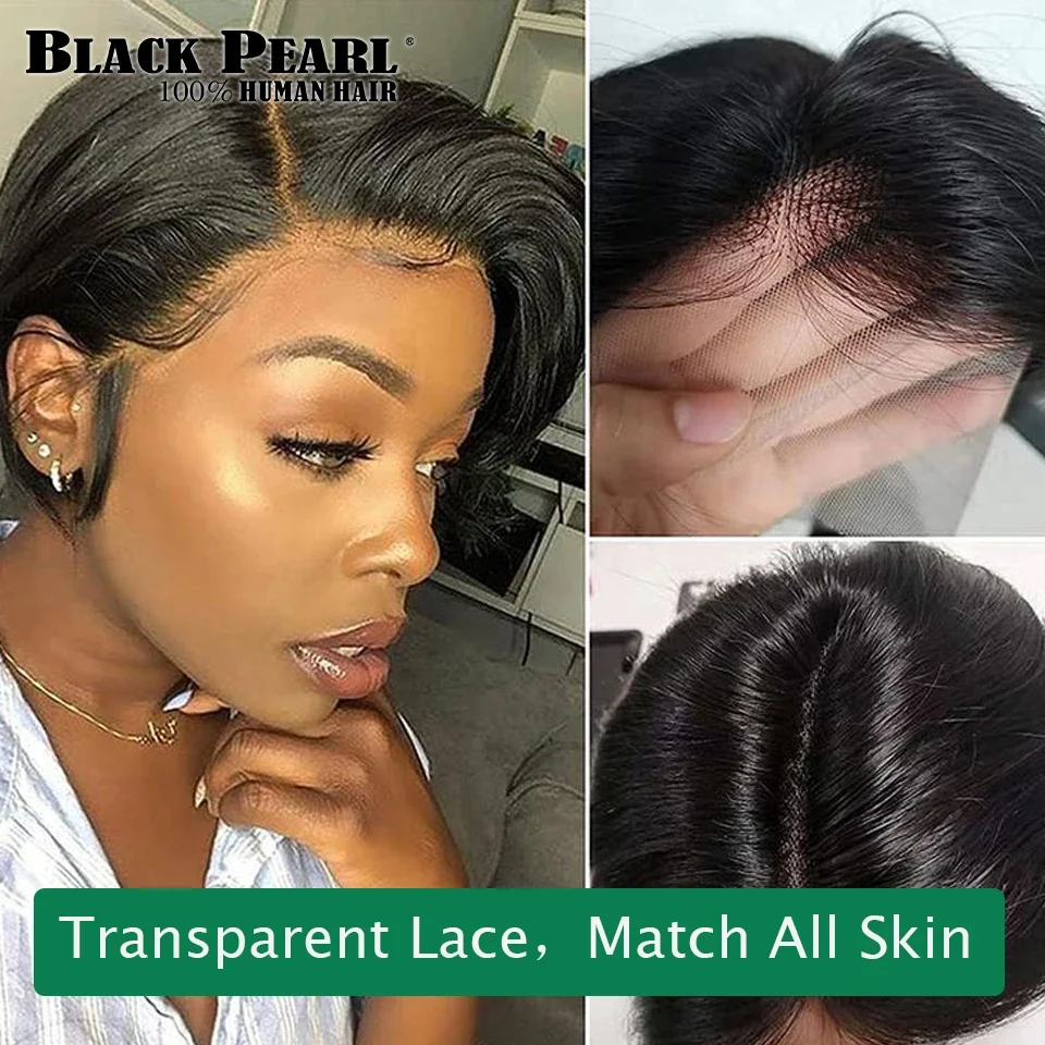 Short Human Hair Wigs Pixie Cut Straight Remy Brazilian Transparent Straight Bob Human Hair Wigs For Black Women