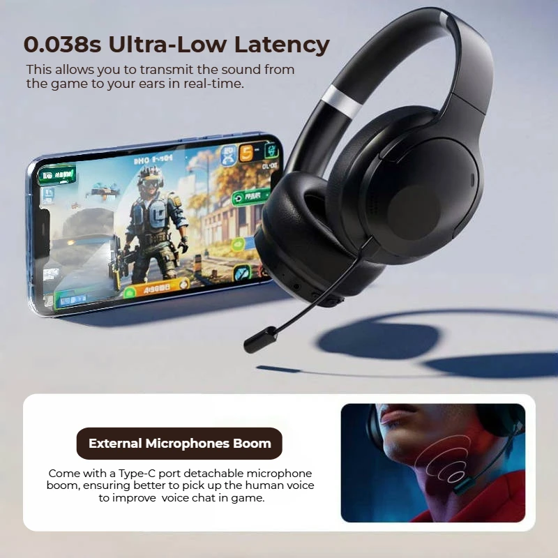 Sansui TD46 ANC Wireless Bluetooth 5.4 Headphones 50dB Active