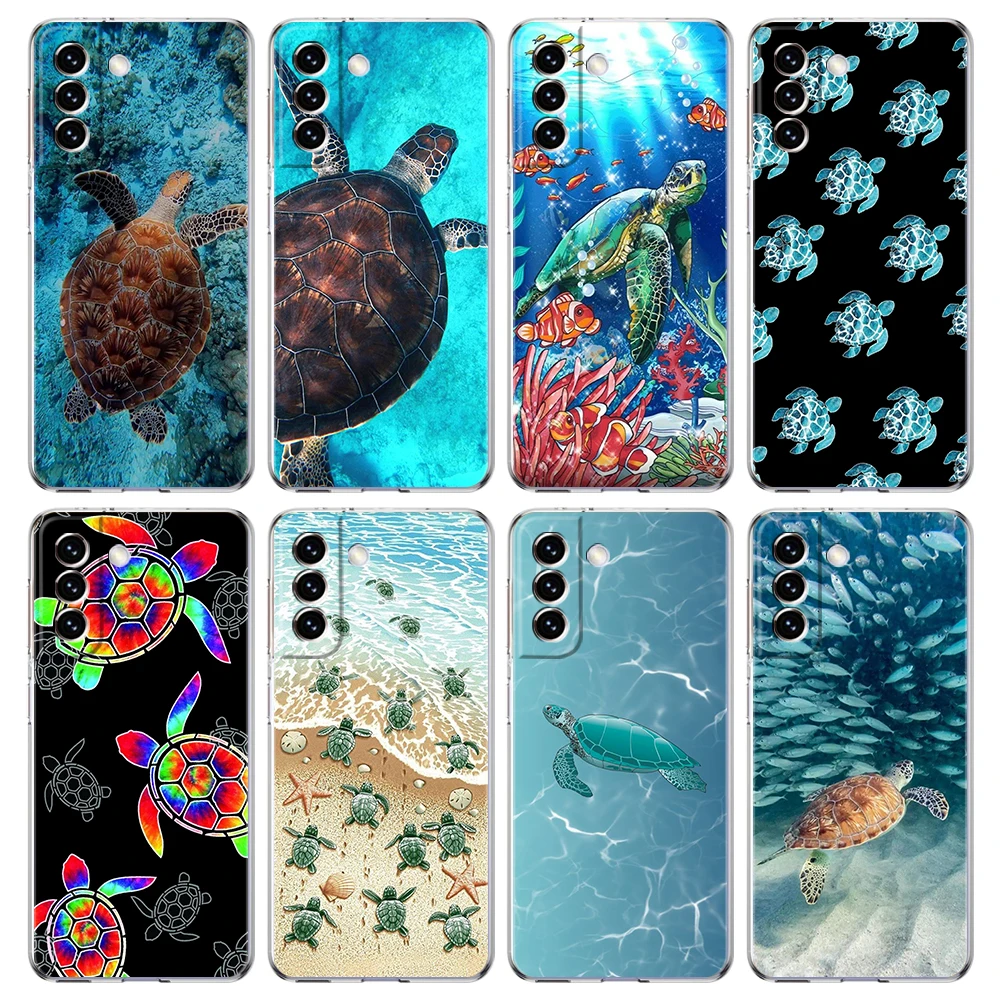 Ocean Blue Sea Turtle Cartoon Soft Clear Phone Case