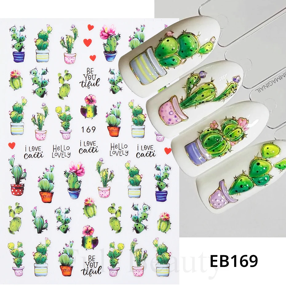 Nail Stickers Decals Art Decoration Cartoon Ant Ladybug 3D Cute Kawaii Mushroom Ice Cream Cake Sliders For Summer Manicure