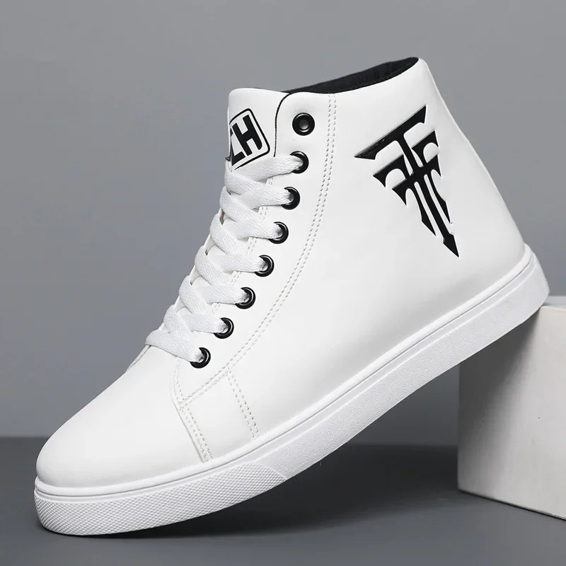 Men High Top Sneakers Fashion Leather Casual Shoes for Men