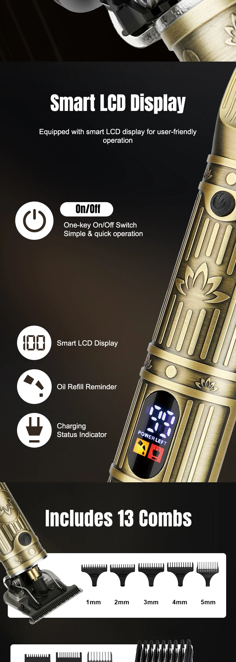 Description Picture 6 of itemRESUXI 993 4 in 1 Hair Clipper Set Men's Professional Hair Trimmer Reciprocating Electric Shaver Electric Nose Hair Clipper Kit