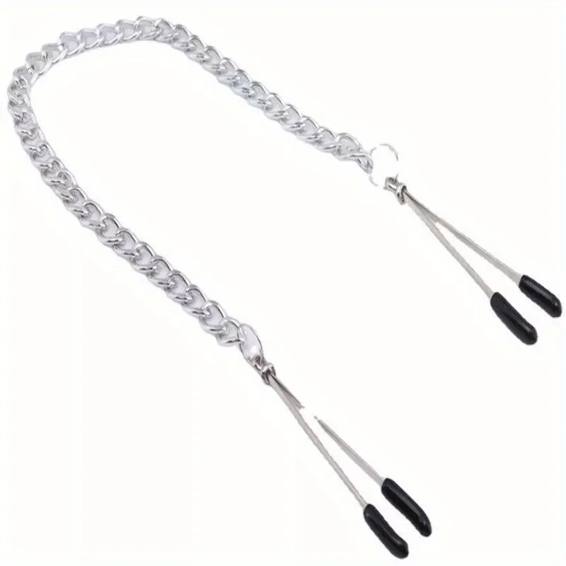 Stainless Steel Nipple Clamps with Decorative Chain Non-Piercing BDSM Sex Toys, High-Quality Metal Body Jewelry for Couples