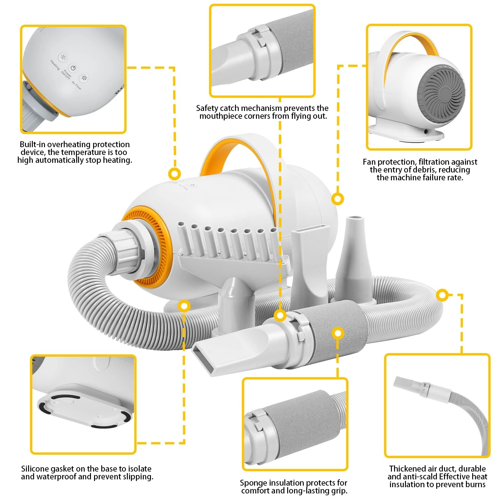 High-Power Pet Water Dryer All-in-one Dog Suction Machine Automatic Cat Bath Drying Mute Hair Dryer Large Dog Hair Blowing