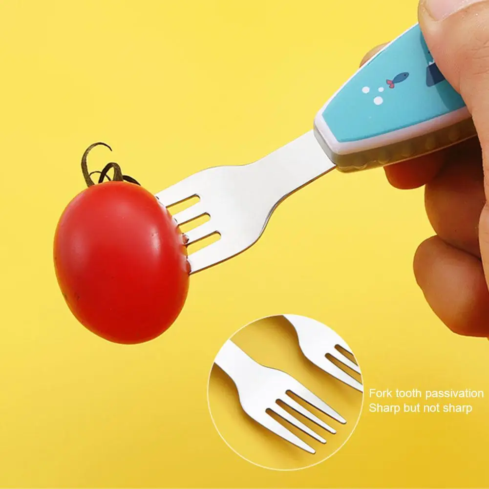 Baby Gadgets Tableware Set Children Utensil Stainless Steel Toddler Dinnerware Cutlery Cartoon Infant Food Feeding Spoon Fork