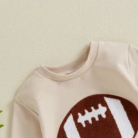 Lioraitiin Autumn Infant Baby Boy Bodysuit Football Embroidered Long Sleeve Fall Jumpsuits Casual Clothes 4