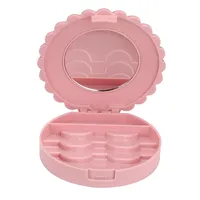 Portable Makeup Mirror Case Organizer Acrylic Cute Bow False Eyelash Cosmetic Storage Travel Makeup Box Home Accessories Tools 2