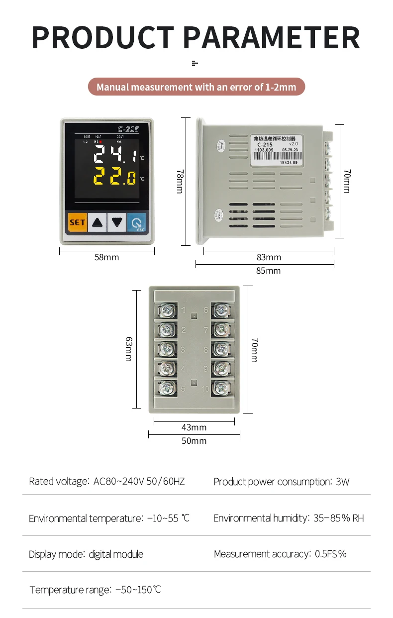 C-215 Temperature Difference Controller Solar Hot Water Circulating Pump Tempera