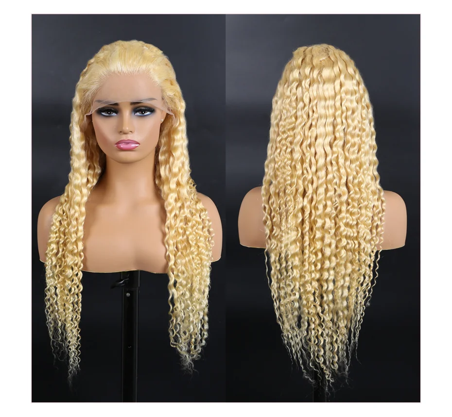 Tiefe Welle 13x4 13x6 Spitze Front Menschliches Haar Perücke Preplucked 613 Blonde Farbe Lockige Perücken Für frauen Brasilianische Transparente Frontal Perücke – Detail 14