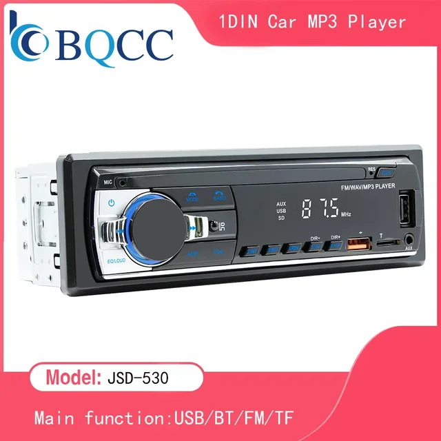 BQCC Car Radio Stereo Player Digital Bluetooth MP3 Player JSD-530 520 60Wx4 FM Audio Stereo Music USB/SD with Built-in AUX Input 1